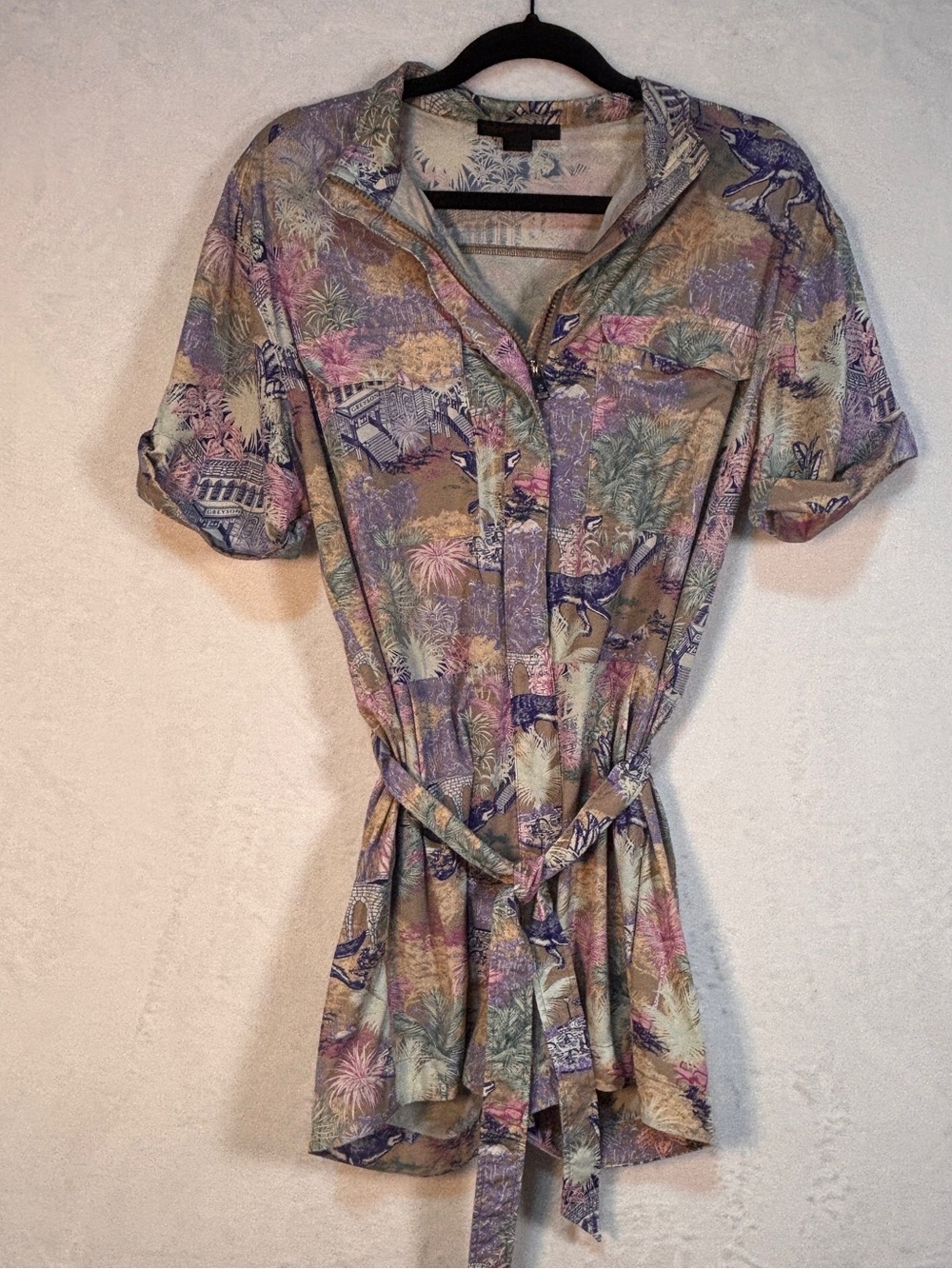 Greyson Savannah Nights Evren Short Jumpsuit Romper Safari Print Small